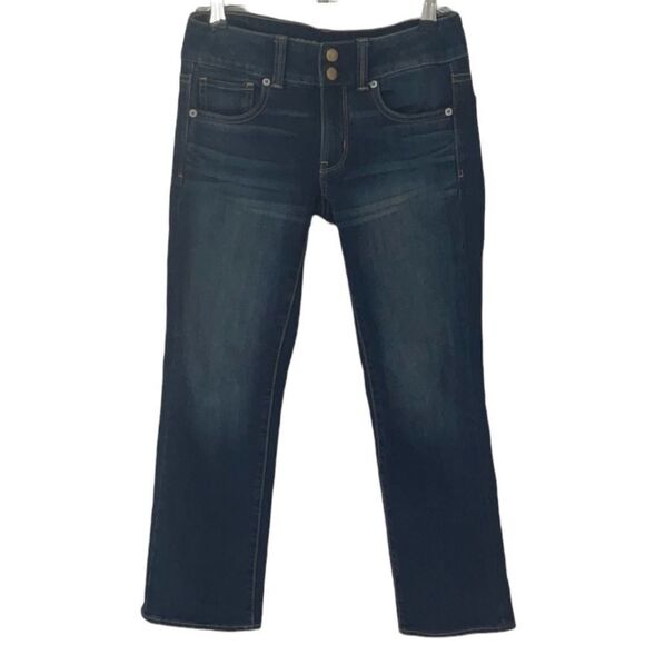 AMERICAN EAGLE ARTIST CROP DENIM BLUE JEANS SIZE 2 ANKLE CROP - Picture 1 of 9